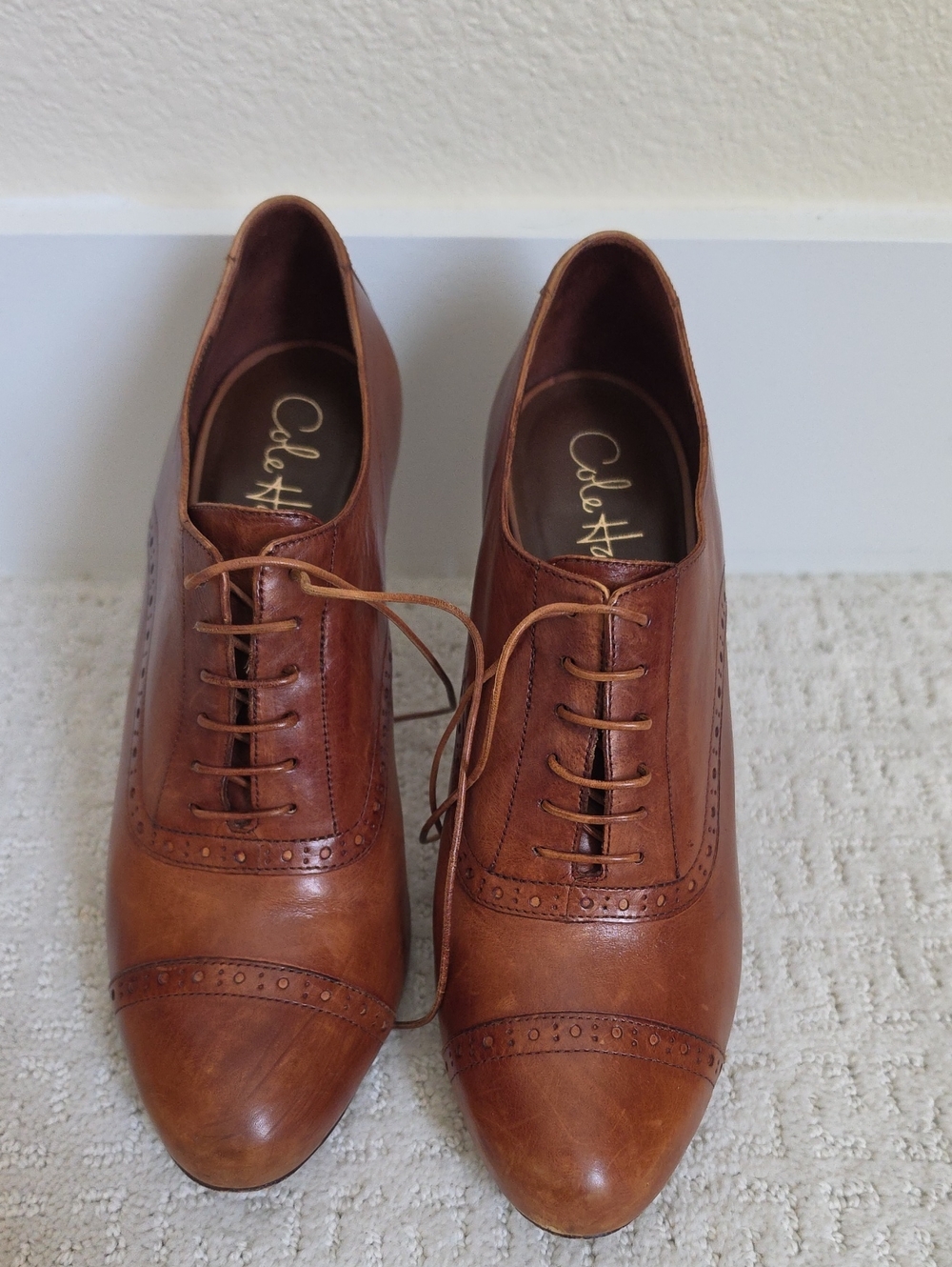 Cole Haan Tan/Brown Leather Lace-Up Boots